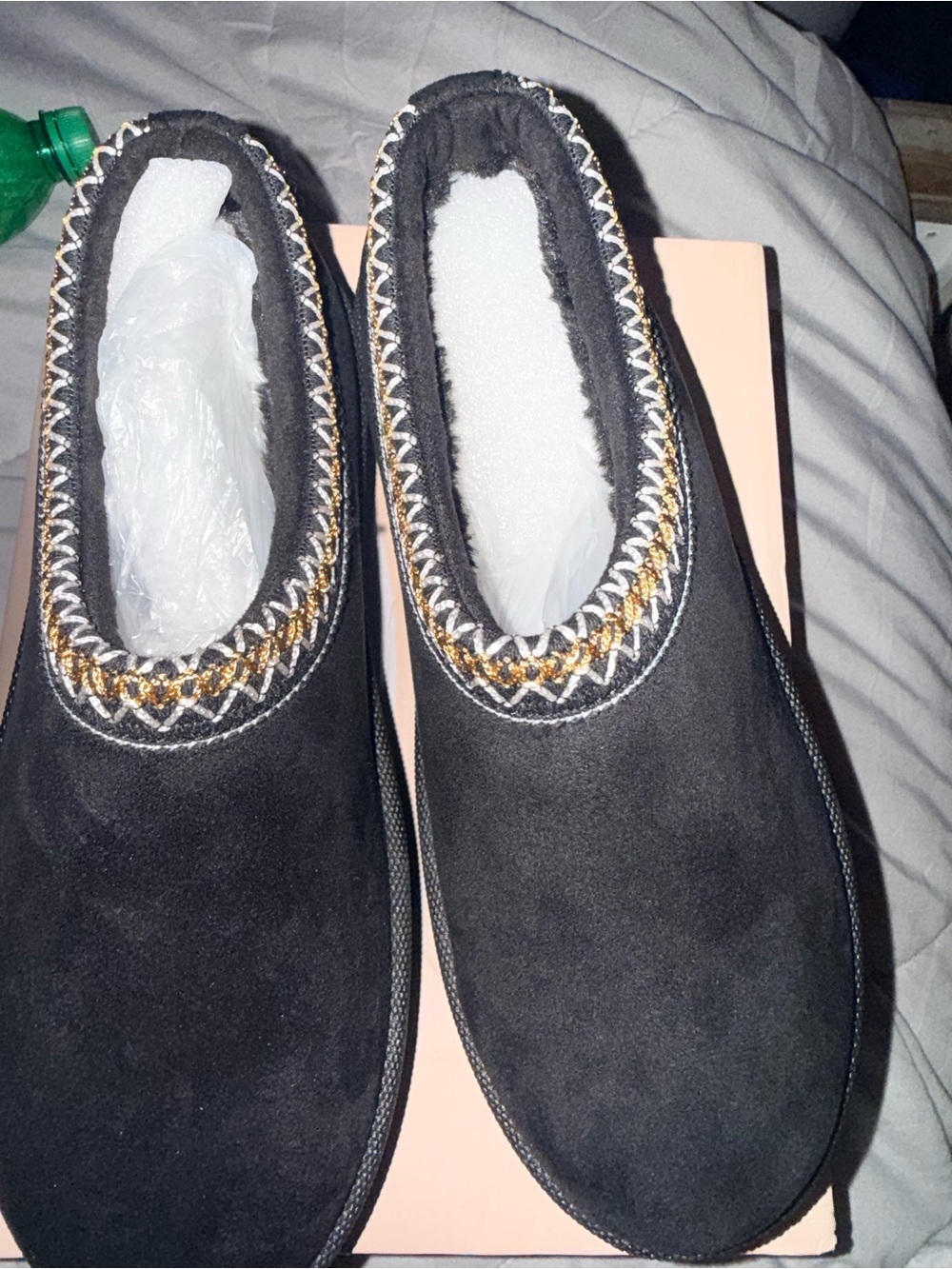 Glaze Black Platform Slip-On Shoes with Gold Trim - Picture 3 of 4